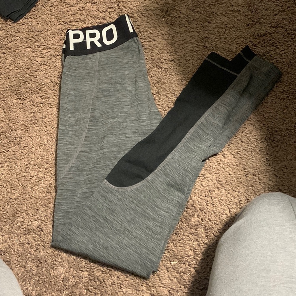nike pro leggings, extra small, grey and black
